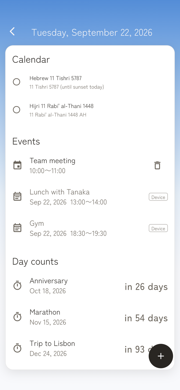Day detail (day)